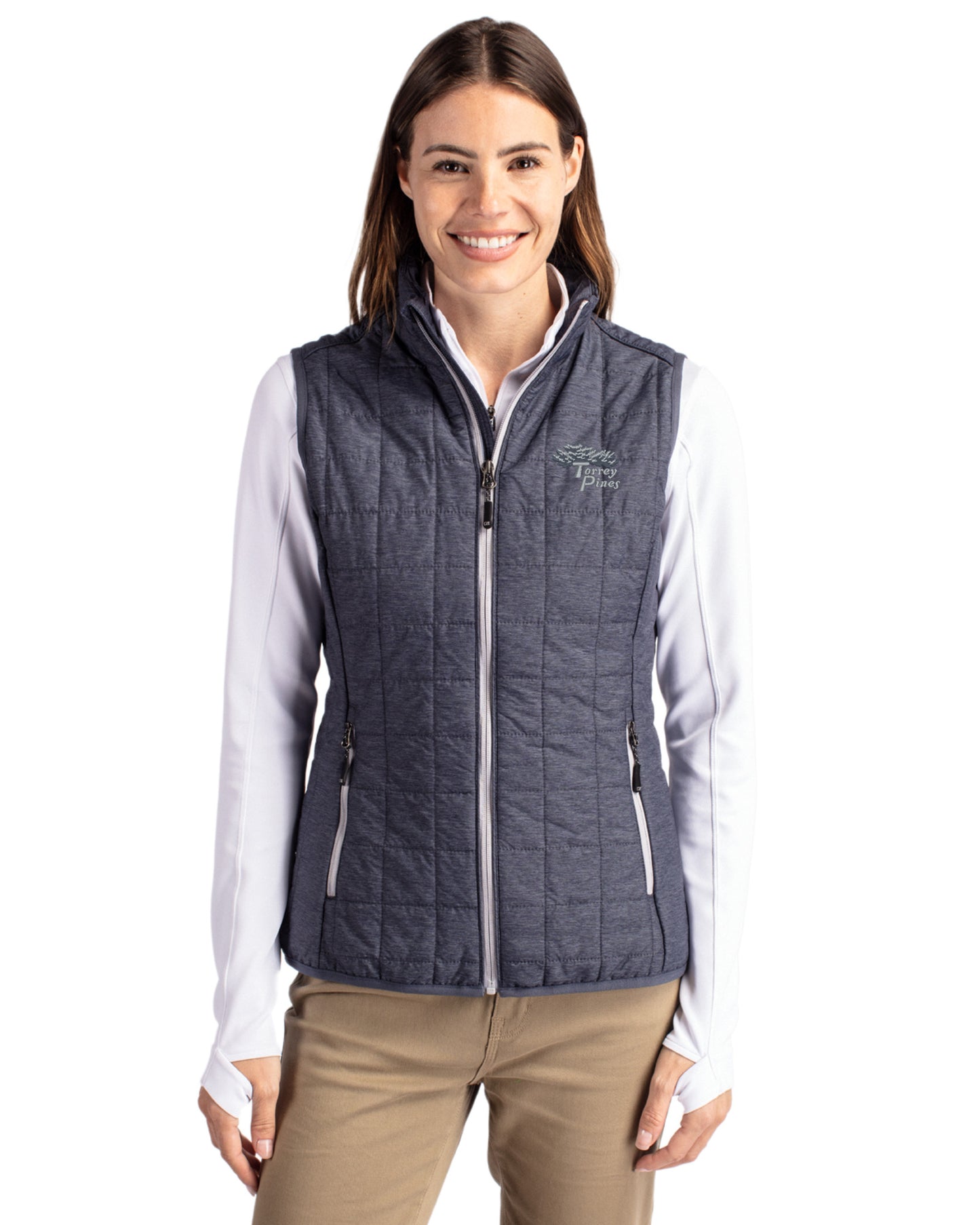 Torrey Pines Cutter & Buck Rainier Recycled Insulated Puffer Womens Full Zip Vest