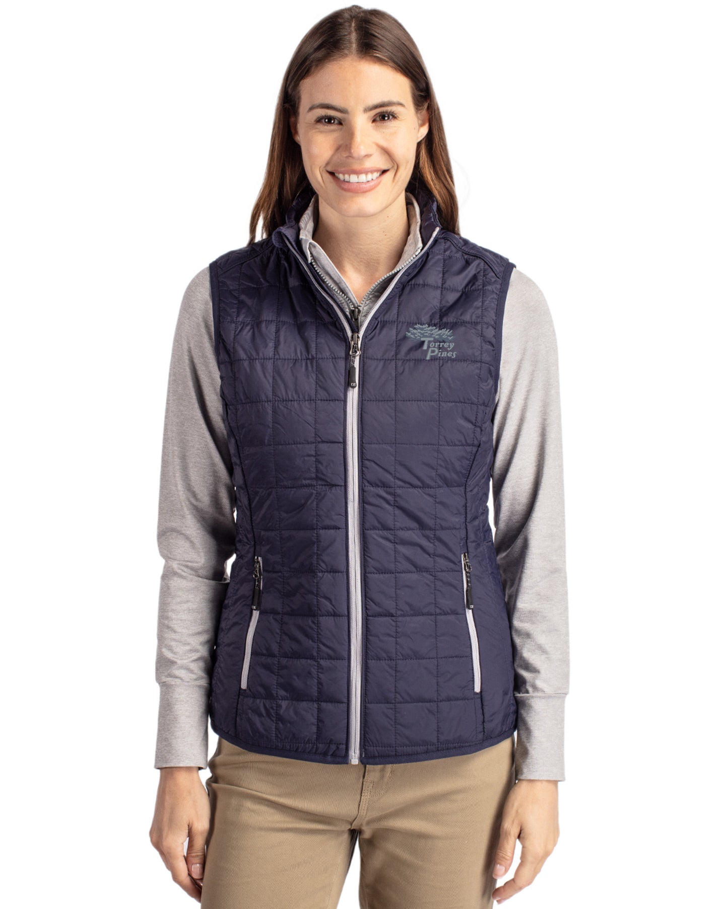 Torrey Pines Cutter & Buck Rainier Recycled Insulated Puffer Womens Full Zip Vest
