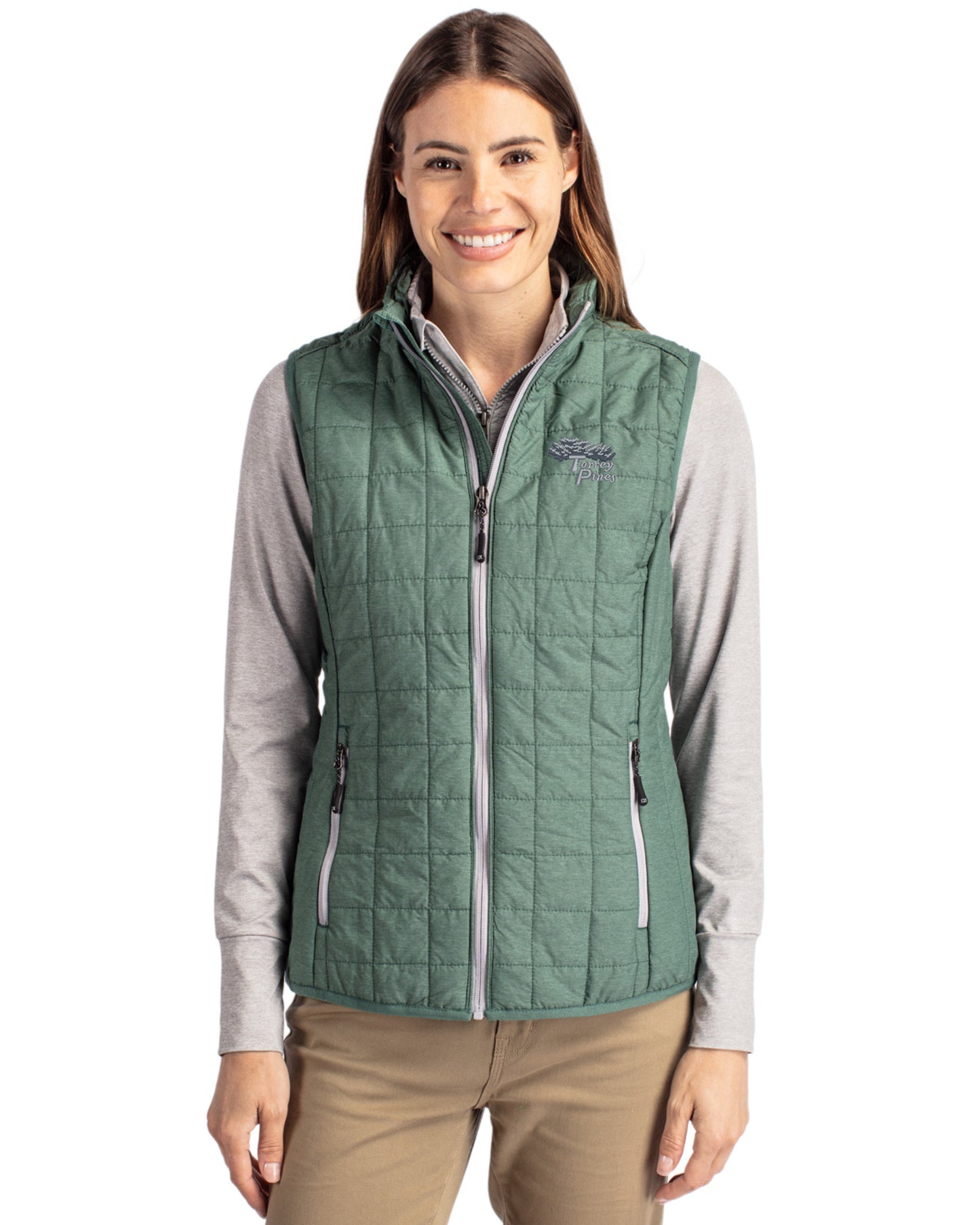 Torrey Pines Cutter & Buck Rainier Recycled Insulated Puffer Womens Full Zip Vest