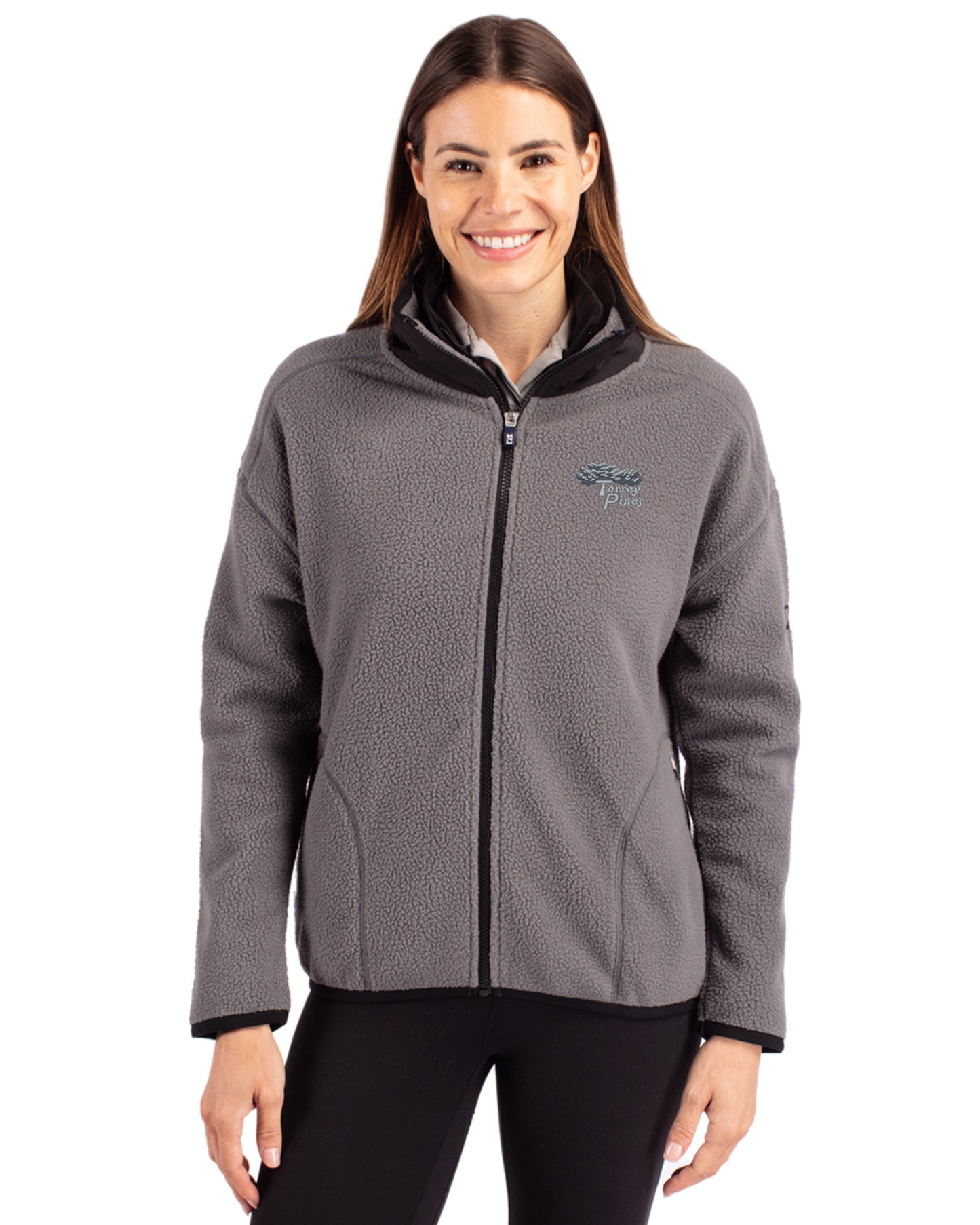 Torrey Pines Cutter & Buck Cascade Epic Comfort Recycled Sherpa Fleece Womens Full Zip Jacket