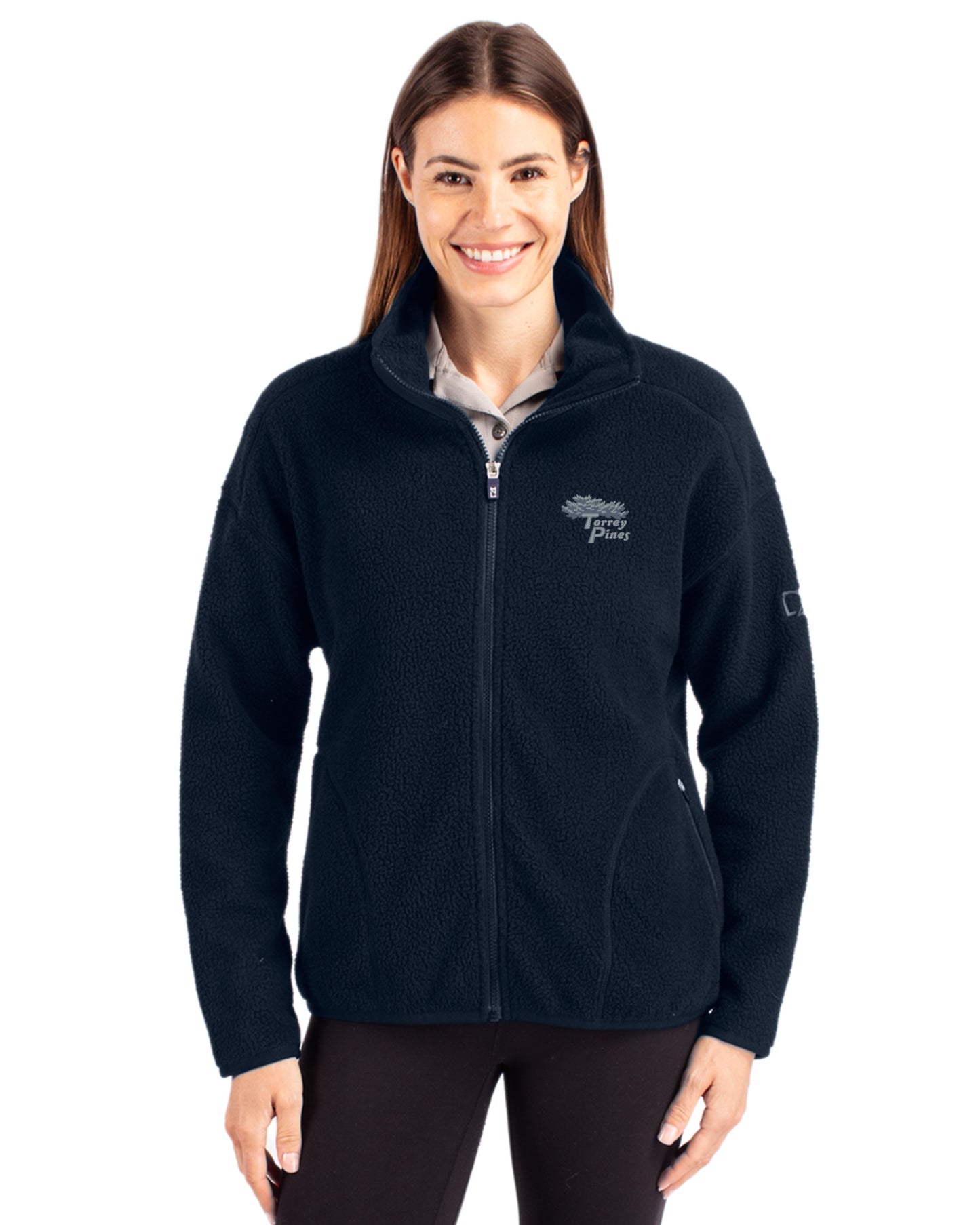 Torrey Pines Cutter & Buck Cascade Epic Comfort Recycled Sherpa Fleece Womens Full Zip Jacket