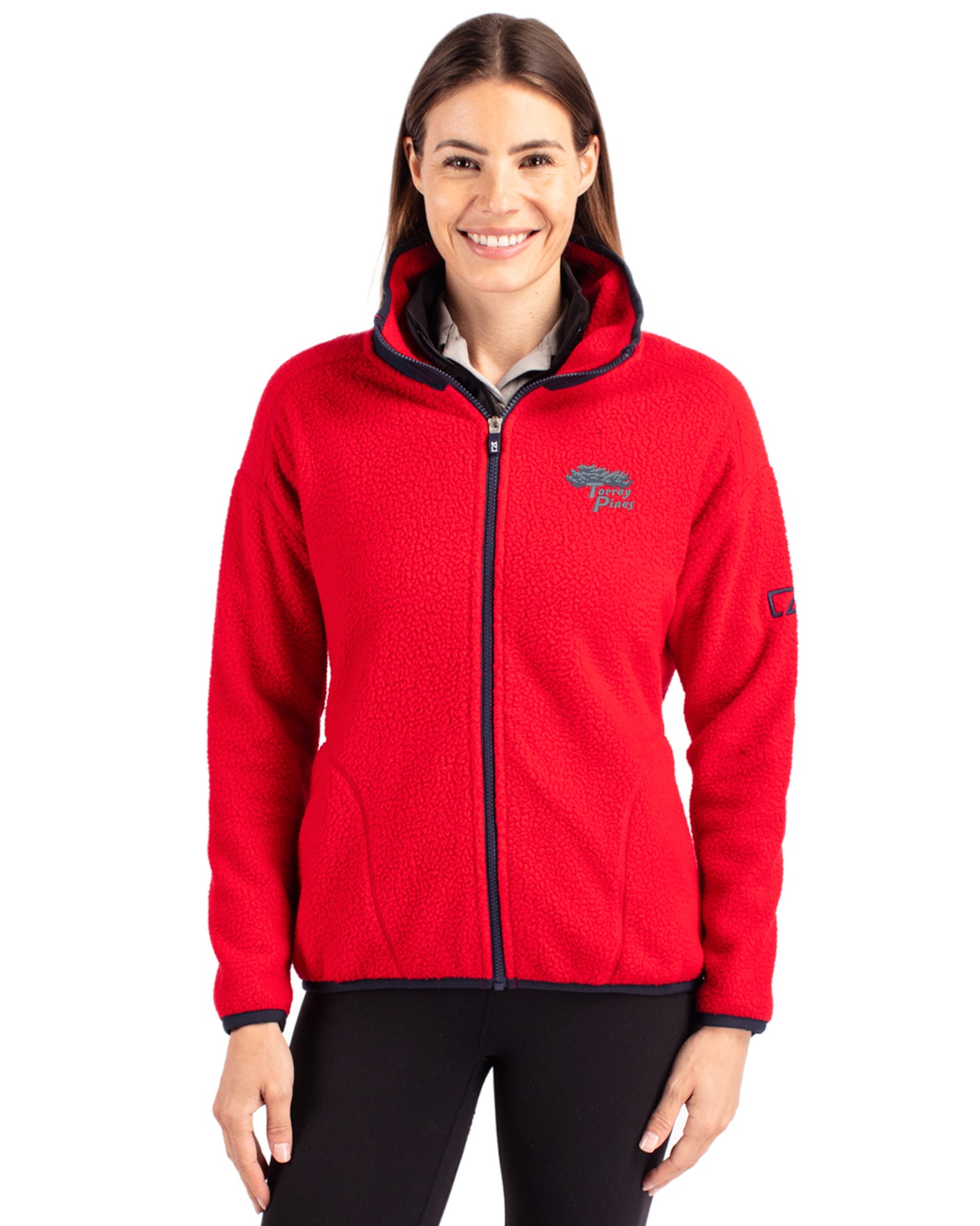 Torrey Pines Cutter & Buck Cascade Epic Comfort Recycled Sherpa Fleece Womens Full Zip Jacket