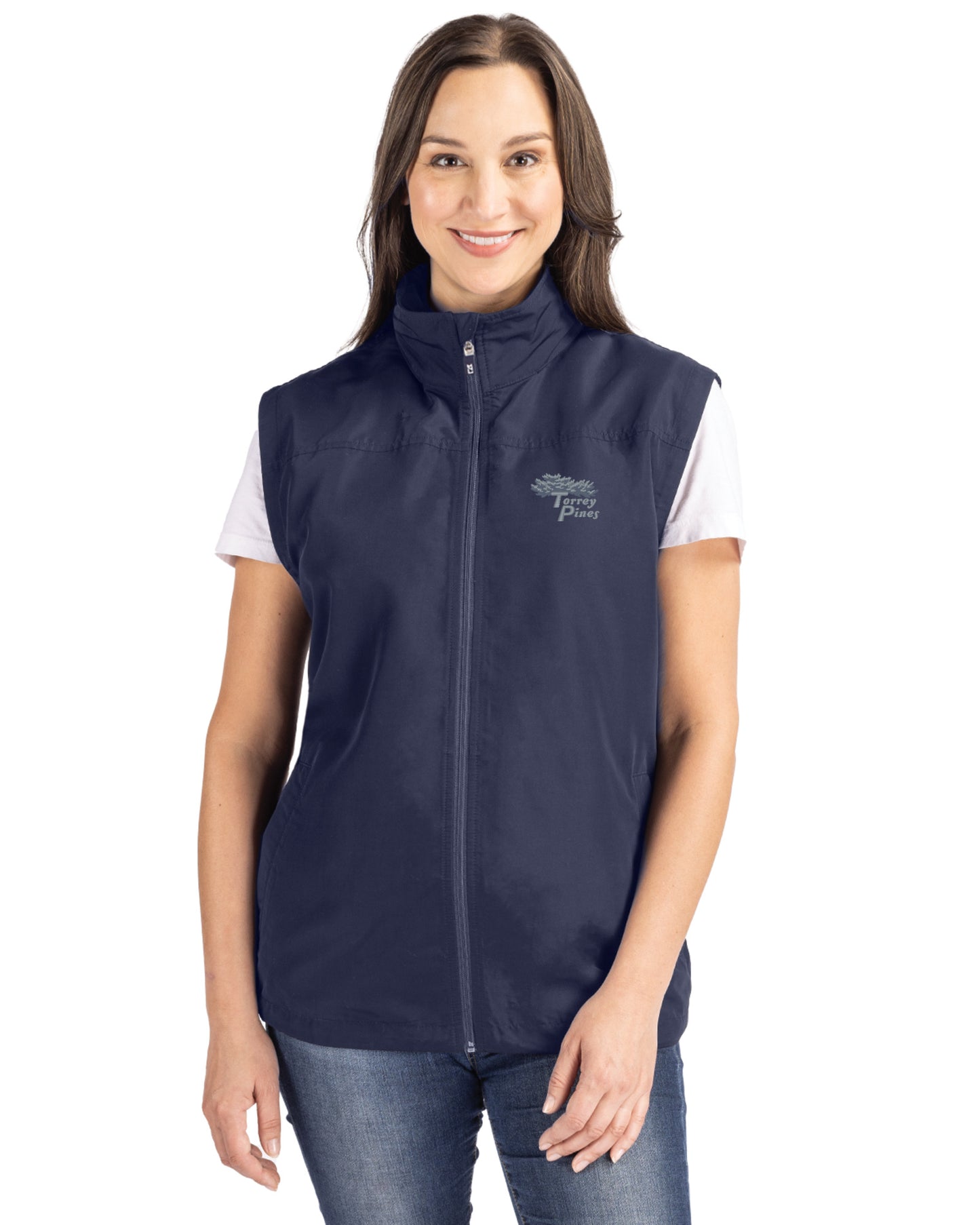 Torrey Pines Cutter & Buck Charter Recycled Packable Womens Full Zip Vest