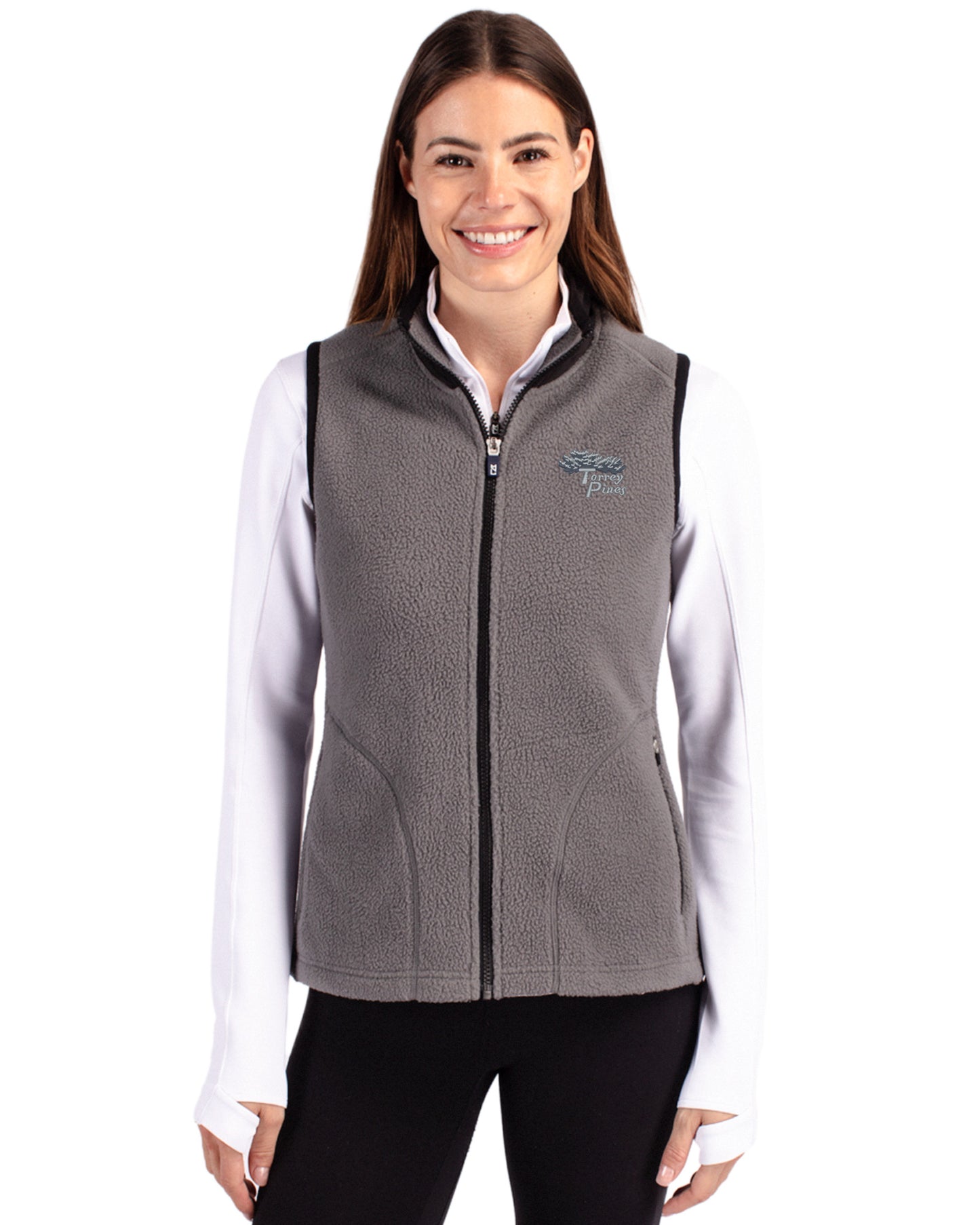 Torrey Pines Cutter & Buck Cascade Epic Comfort Recycled Sherpa Fleece Womens Full Zip Vest