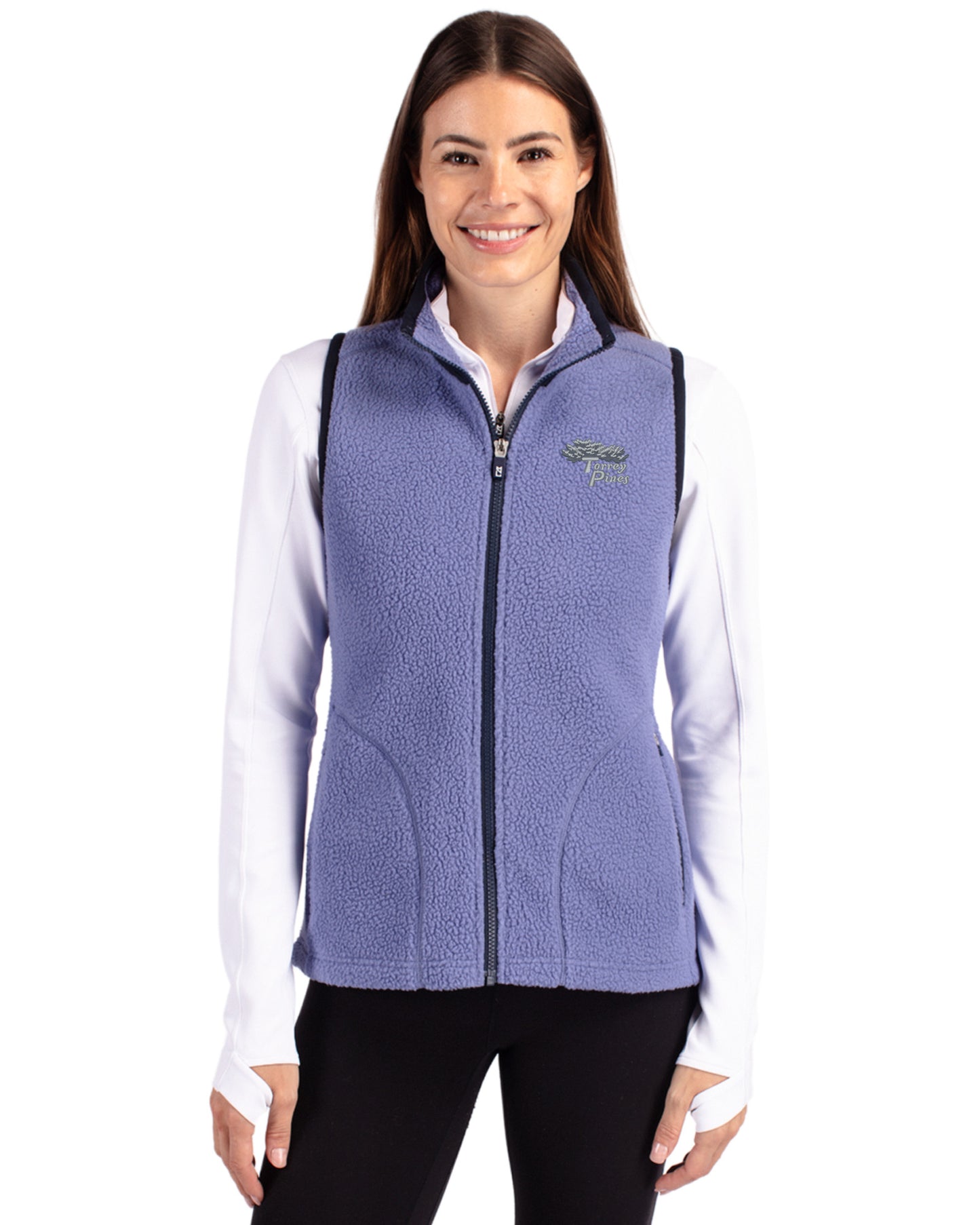 Torrey Pines Cutter & Buck Cascade Epic Comfort Recycled Sherpa Fleece Womens Full Zip Vest