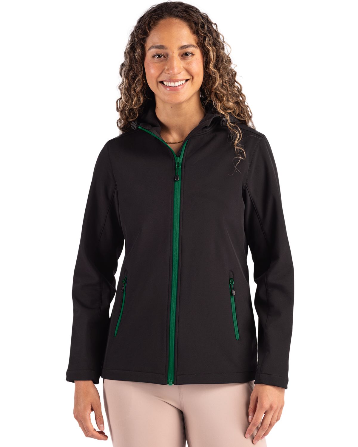 Clique Tempo Recycled Stretch Softshell Womens Full Zip Hooded Jacket