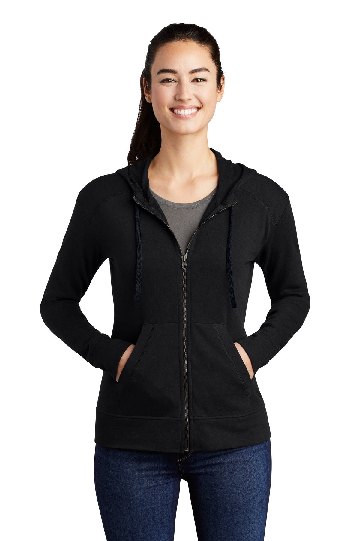 Sport-Tek  ®  Women's PosiCharge  ®  Tri-Blend Wicking Fleece Full-Zip Hooded Jacket LST293