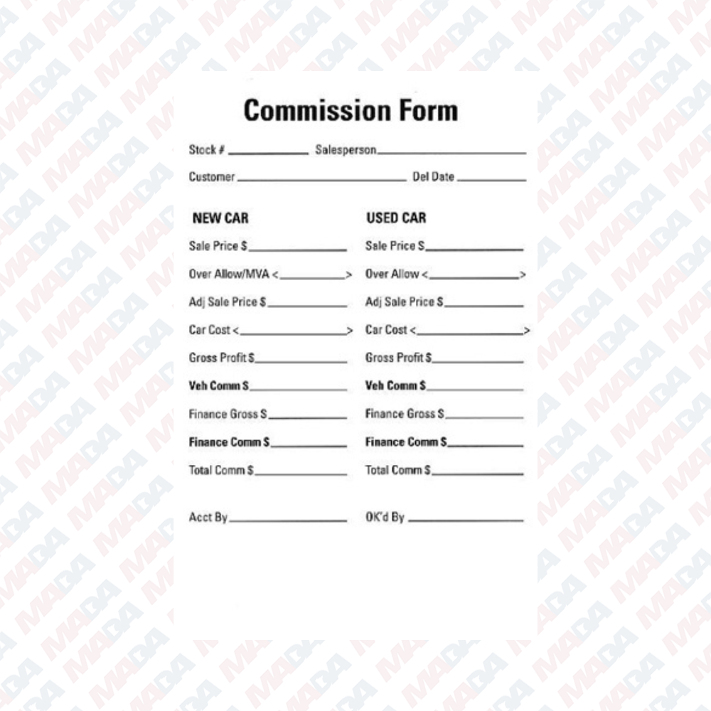 Commission Form - Lupient Automotive Group (1 pack)