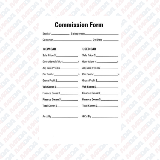 Commission Form - Lupient Automotive Group (1 pack)