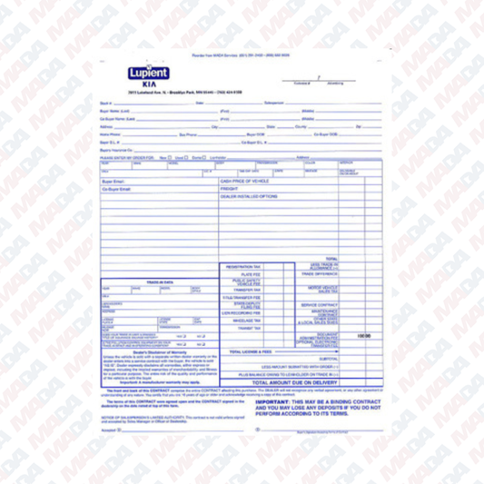 Buyers Orders - Lupient Kia BP (1 pack)