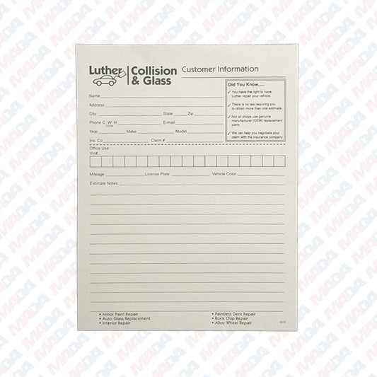 Luther Customer Information Sheet (50 Pack)
