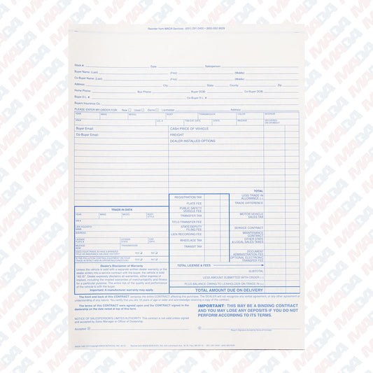 Purchase Contract 8 1/2" X 11 5/8" (100 Pack)