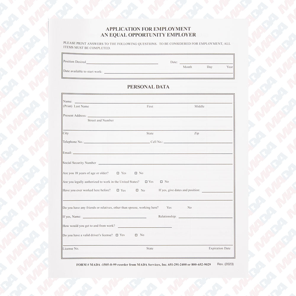 Employment Application (50 Pack)