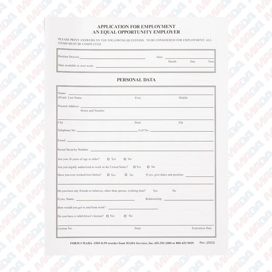 Employment Application (50 Pack)