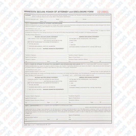 Secure Power Of Attorney - Laser (100 Pack)