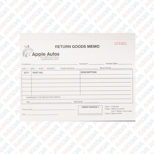 Return Goods Memo Book - Apple Group (50 packs)