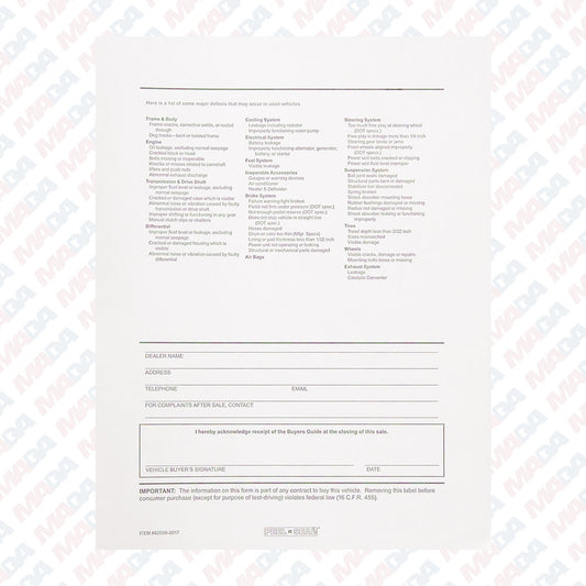 Buyers Guide Window Sticker (100 pack)