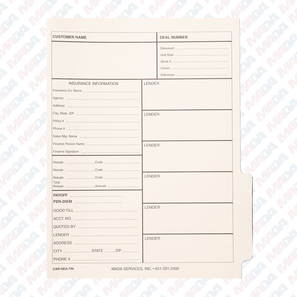 Tri-Fold Car Deal File Folders (250 box)