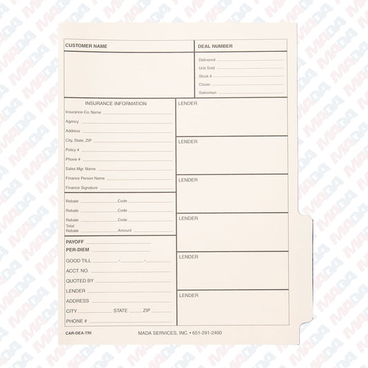 Tri-Fold Car Deal File Folders (250 box)
