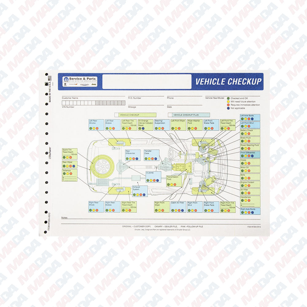 Multi Point Inspection Page Multi-Point Inspection Form (250 pack) – Shop MADA