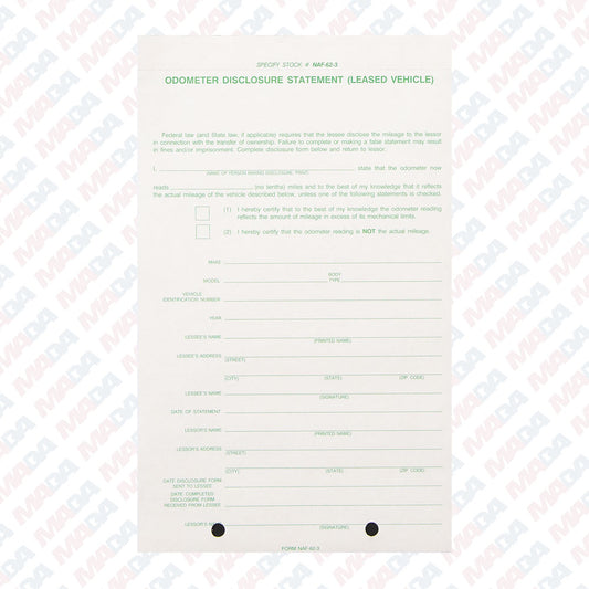 Lease Odometer - 1989-3 Pt (100 Pack)