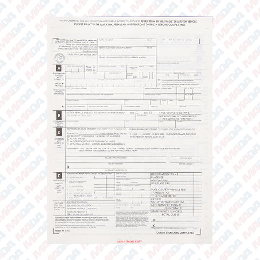 Mn Title Application Form