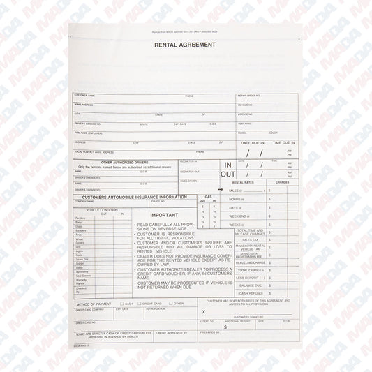 Mada Rental Agreement (4-90) (100 Pack)