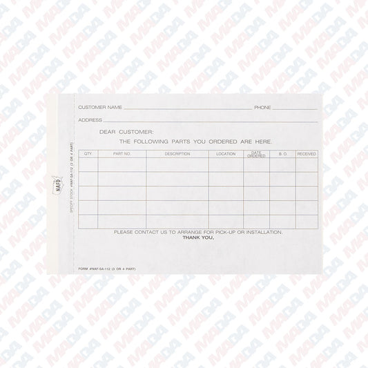 Pts Backorder 3 Part (100 Pack)