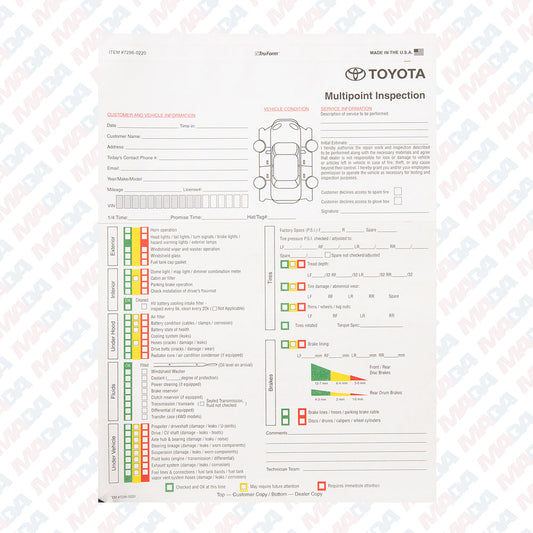 Multi Point Inspection Form (250 Pack)
