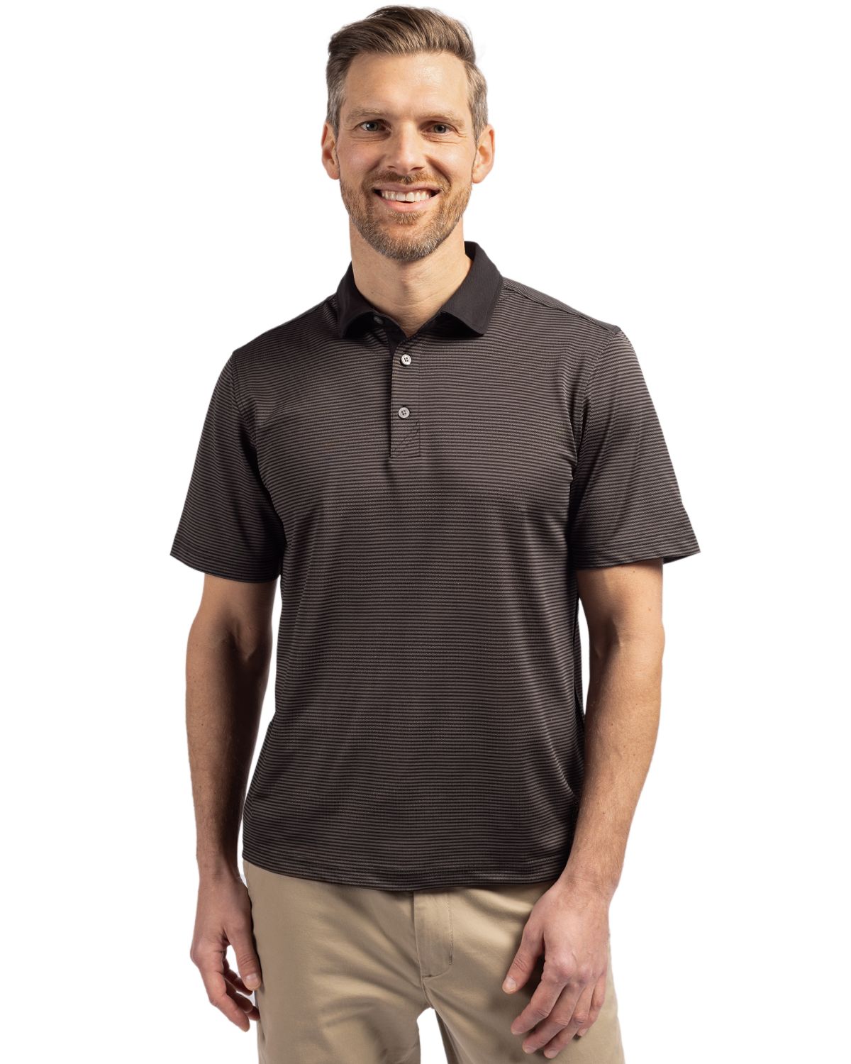 Cutter & Buck Virtue Recycled Micro Stripe Featherlight Pique Mens Polo