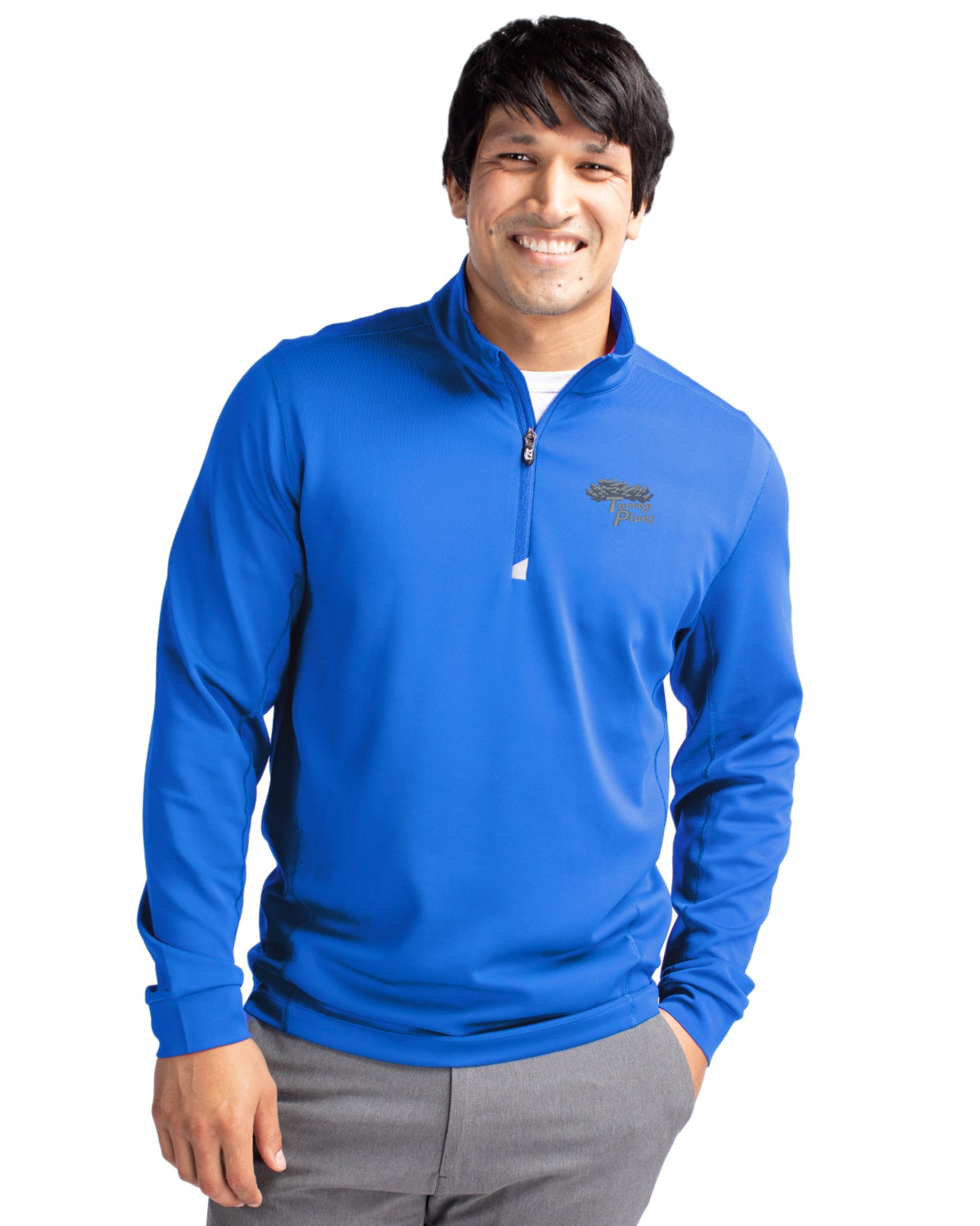 Torrey Pines Cutter & Buck Traverse Recycled Smooth Stretch Mens Quarter Zip Pullover