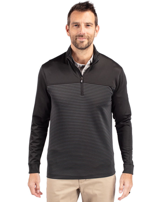Cutter & Buck Traverse Recycled SmoothStretchMensStripe Quarter Zip Pullover