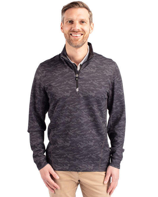 Cutter & Buck Traverse Recycled SmoothStretchMensBig & Tall Camo Quarter Zip Pullover