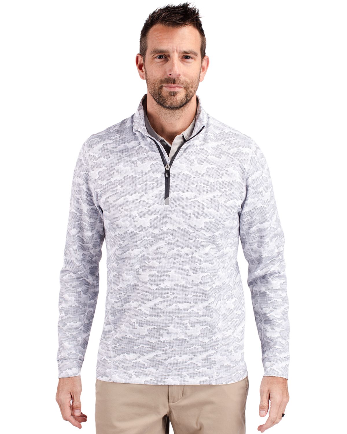Cutter & Buck Traverse Recycled SmoothStretchMensBig & Tall Camo Quarter Zip Pullover