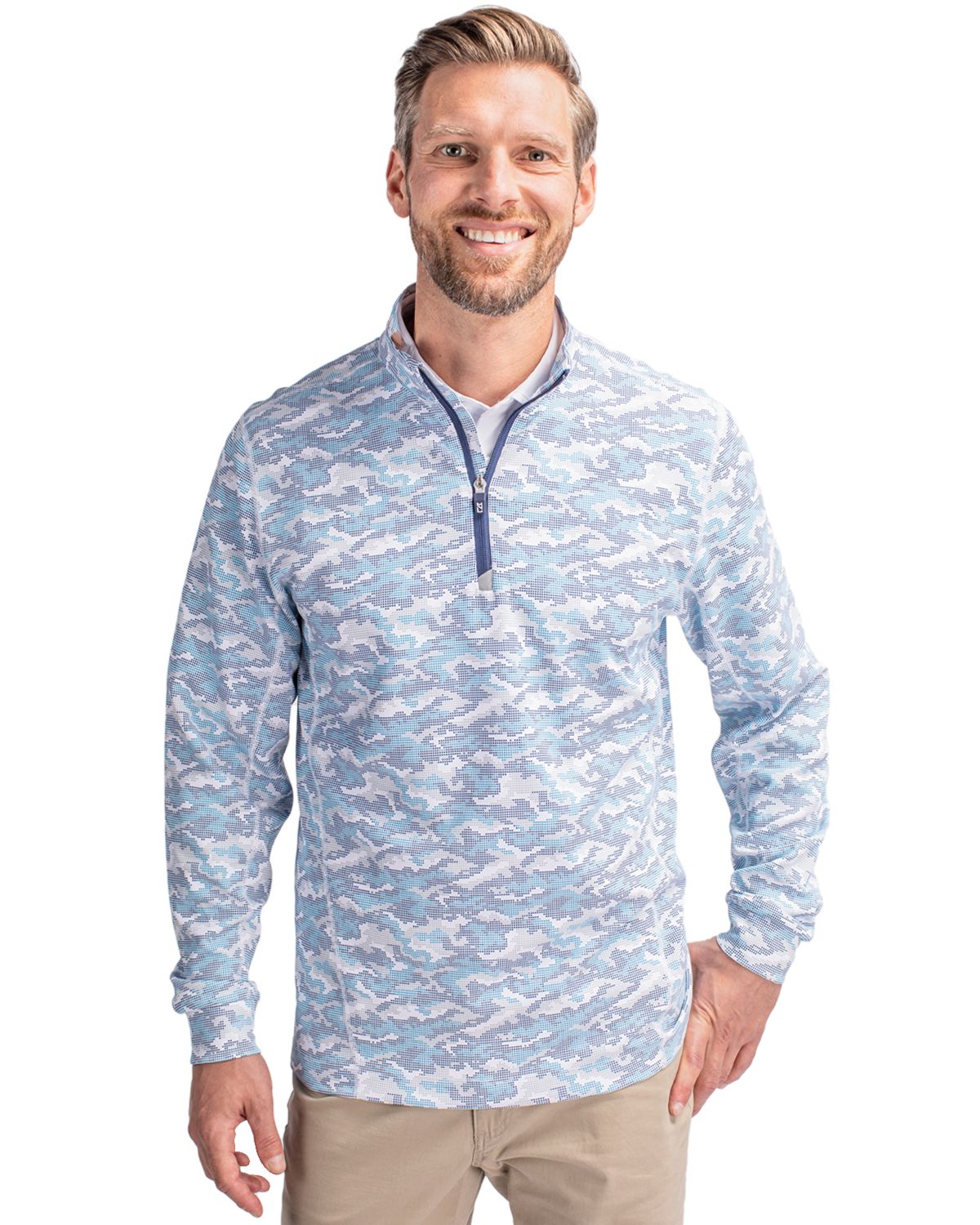 Cutter & Buck Traverse Recycled SmoothStretchMensCamo Quarter Zip Pullover