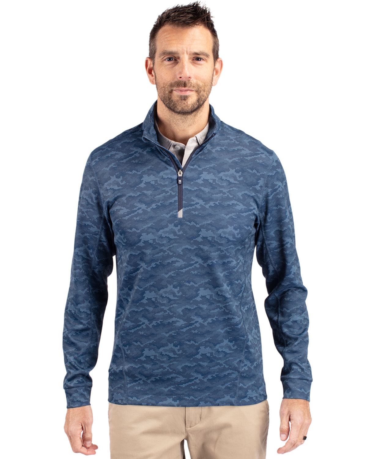 Cutter & Buck Traverse Recycled SmoothStretchMensCamo Quarter Zip Pullover