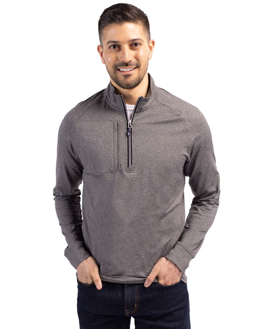 Cutter & Buck Adapt Recycled Soft Knit Stretch Mens Big & Tall Heathered Quarter Zip Pullover