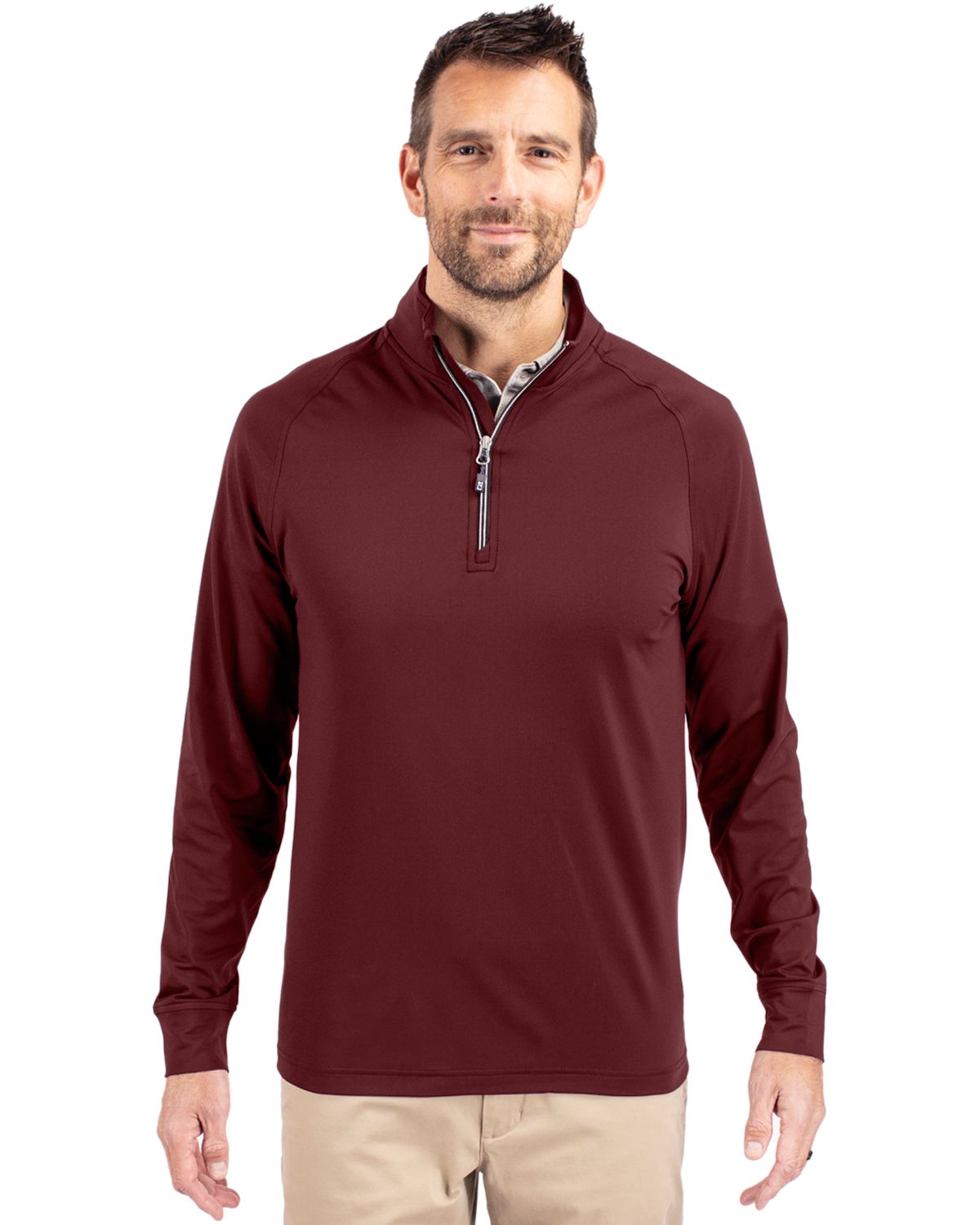 Cutter & Buck Adapt Recycled Soft Knit Stretch  Mens Quarter Zip Pullover