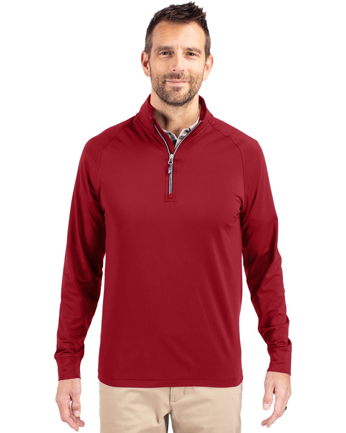 Cutter & Buck Adapt Recycled Soft Knit Stretch  Mens Quarter Zip Pullover