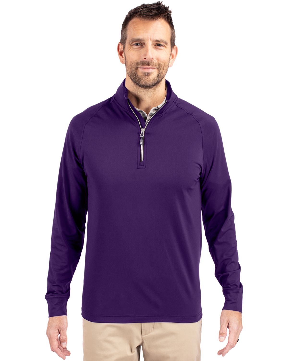 Cutter & Buck Adapt Recycled Soft Knit Stretch  Mens Quarter Zip Pullover