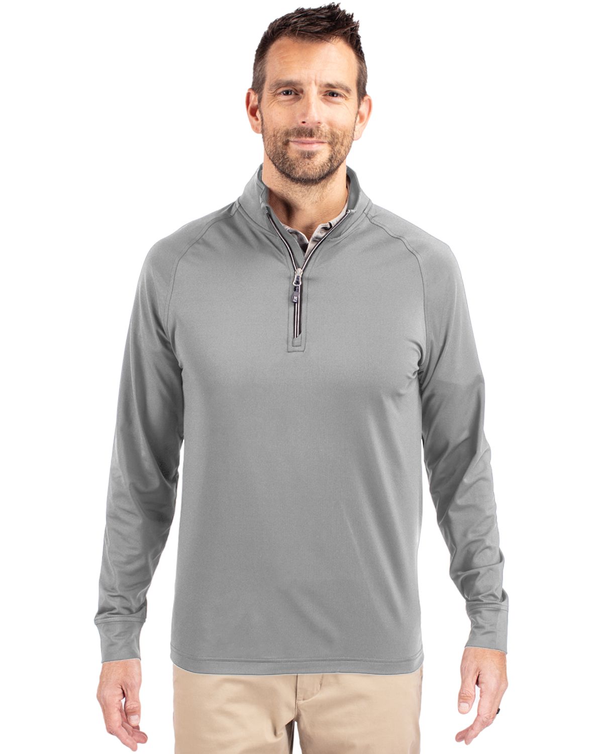 Cutter & Buck Adapt Recycled Soft Knit Stretch  Mens Quarter Zip Pullover