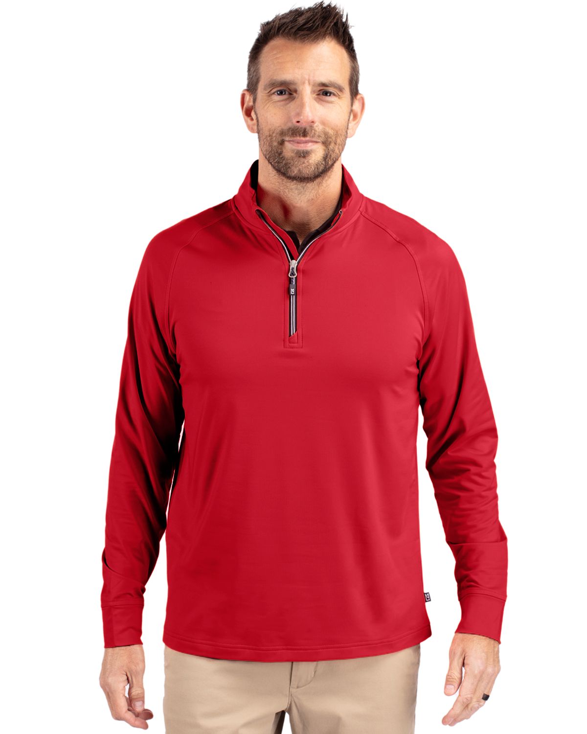 Cutter & Buck Adapt Recycled Soft Knit Stretch  Mens Quarter Zip Pullover