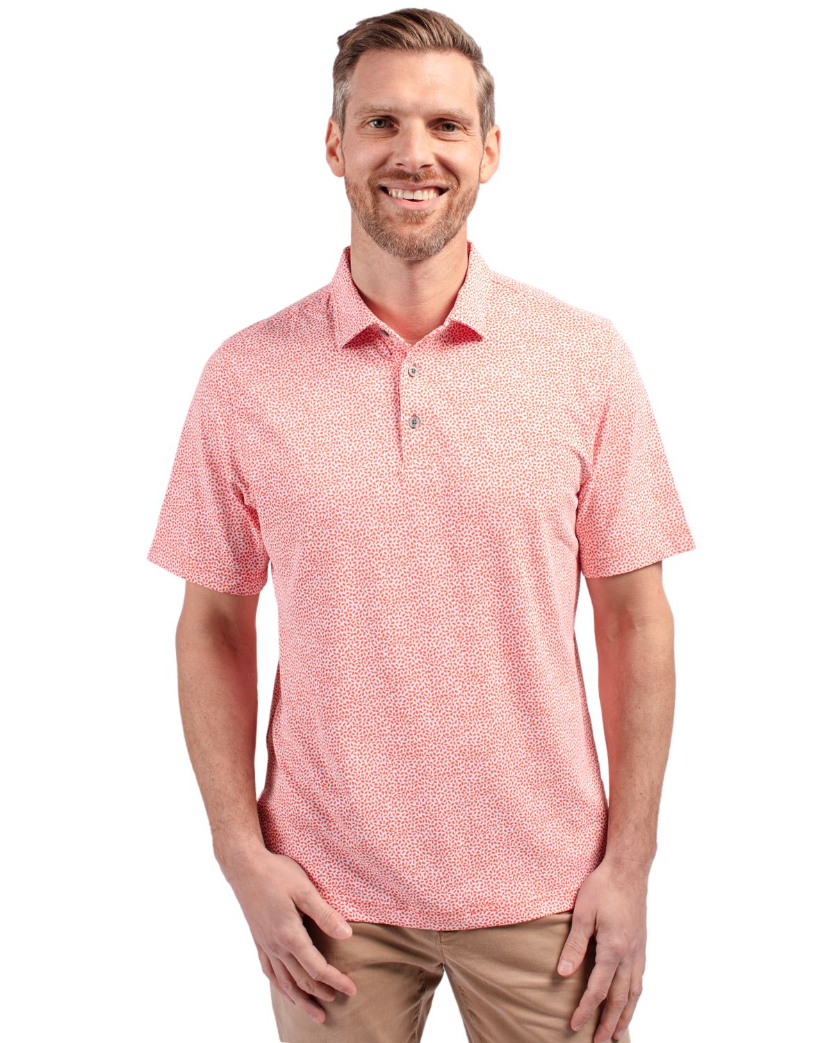 Cutter & Buck Virtue Recycled Botanical Print Featherlight Pique Mens  Polo