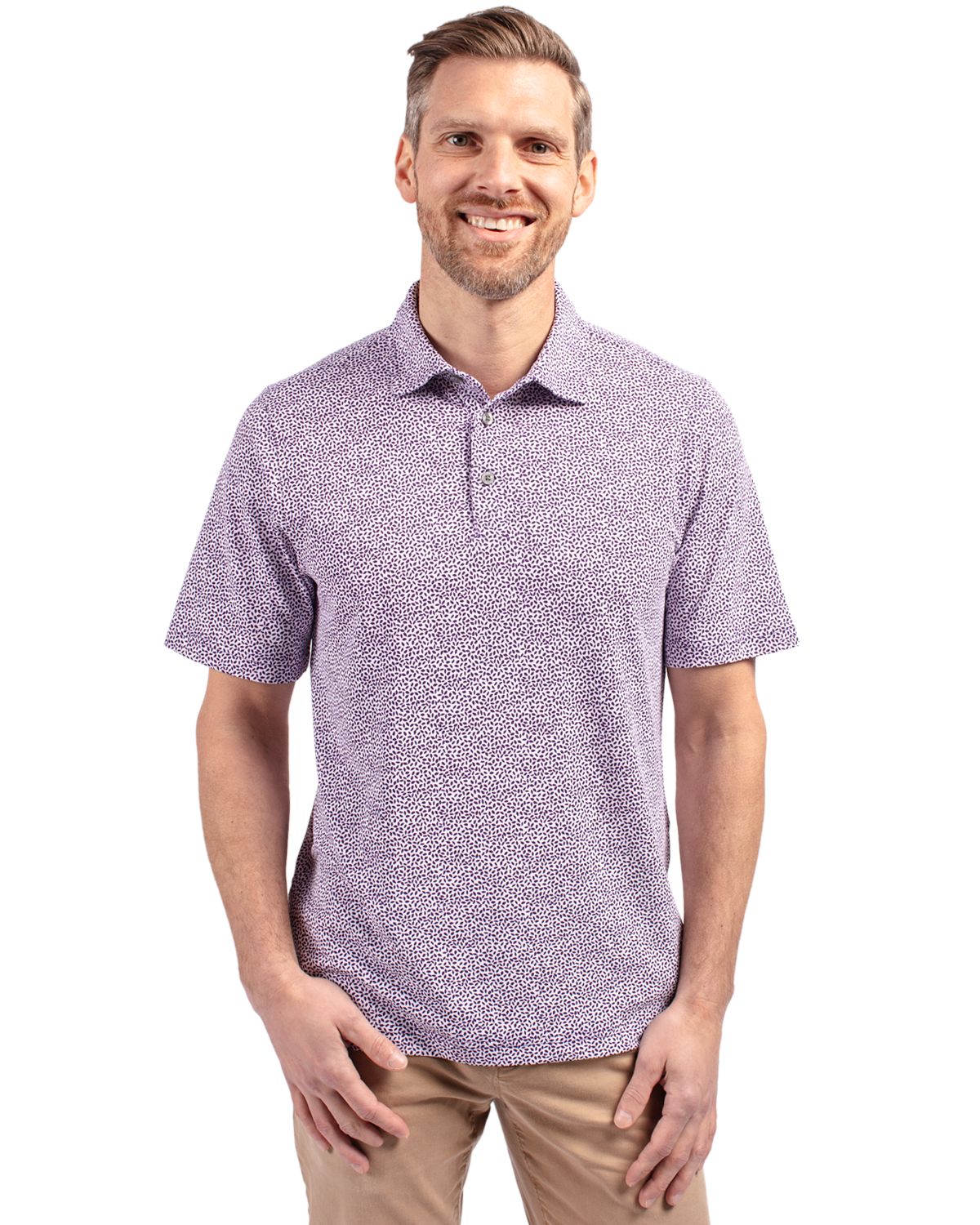 Cutter & Buck Virtue Recycled Botanical Print Featherlight Pique Mens  Polo