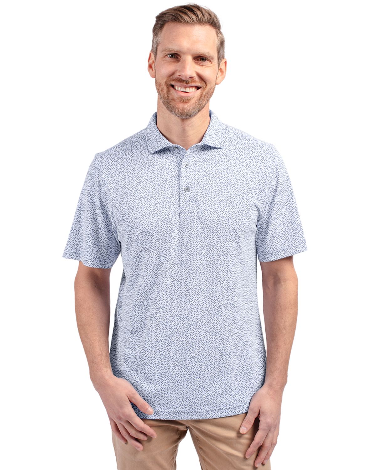 Cutter & Buck Virtue Recycled Botanical Print Featherlight Pique Mens  Polo