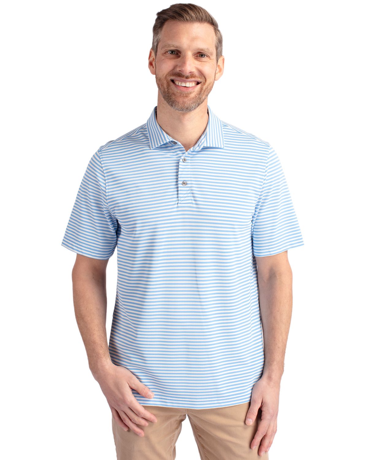 Cutter & Buck Virtue Recycled Stripe Featherlight Pique Mens Big & Tall Polo