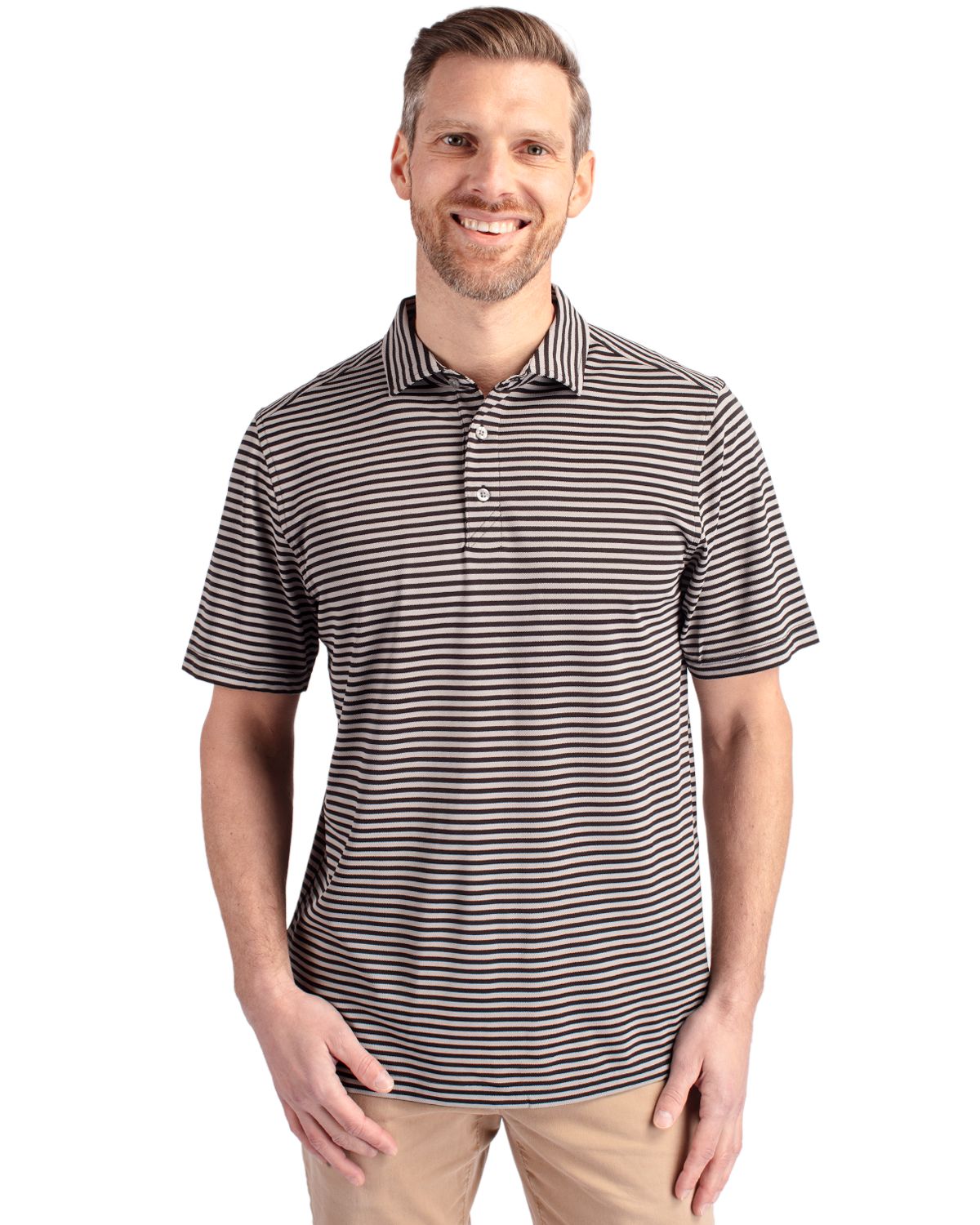 Cutter & Buck Virtue Recycled Stripe Featherlight Pique Mens Big & Tall Polo