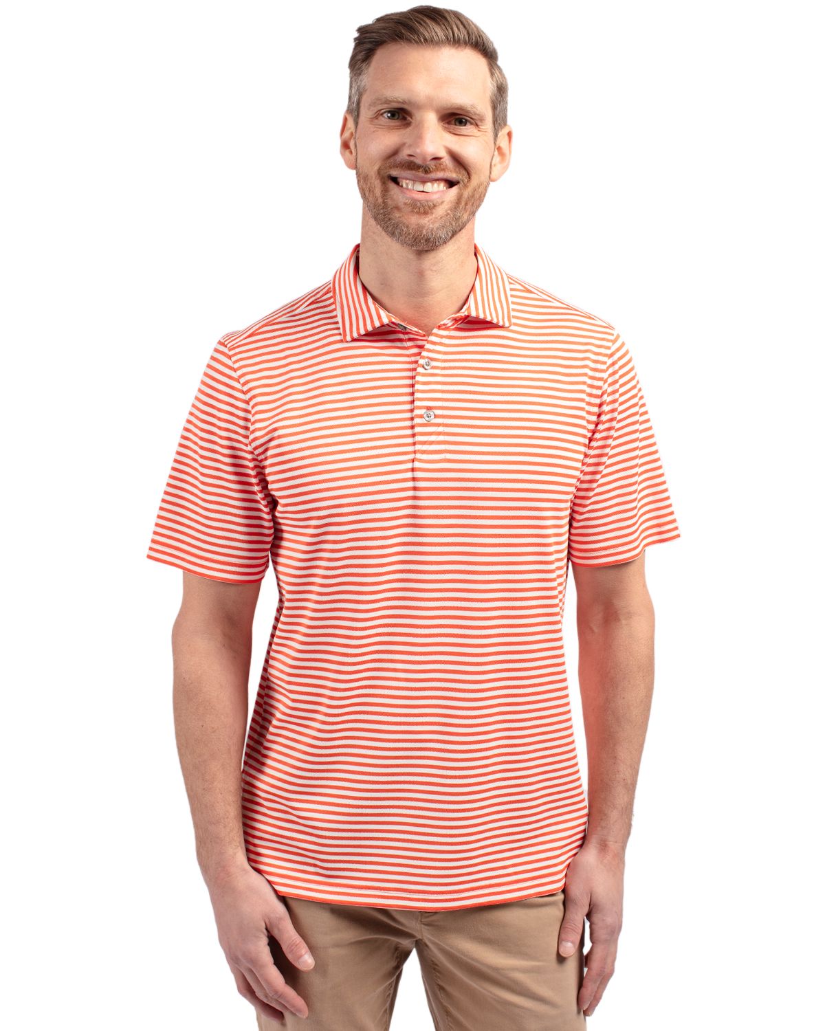 Cutter & Buck Virtue Recycled Stripe Featherlight Pique Mens Big & Tall Polo