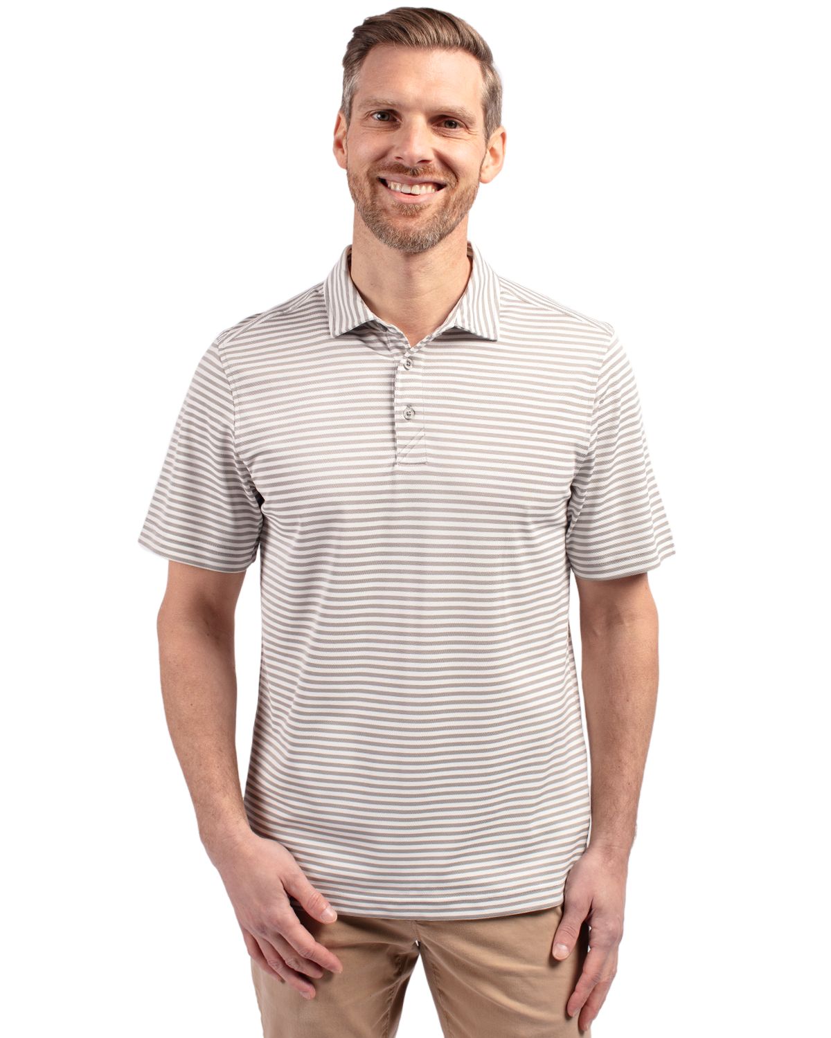 Cutter & Buck Virtue Recycled Stripe Featherlight Pique Mens Big & Tall Polo