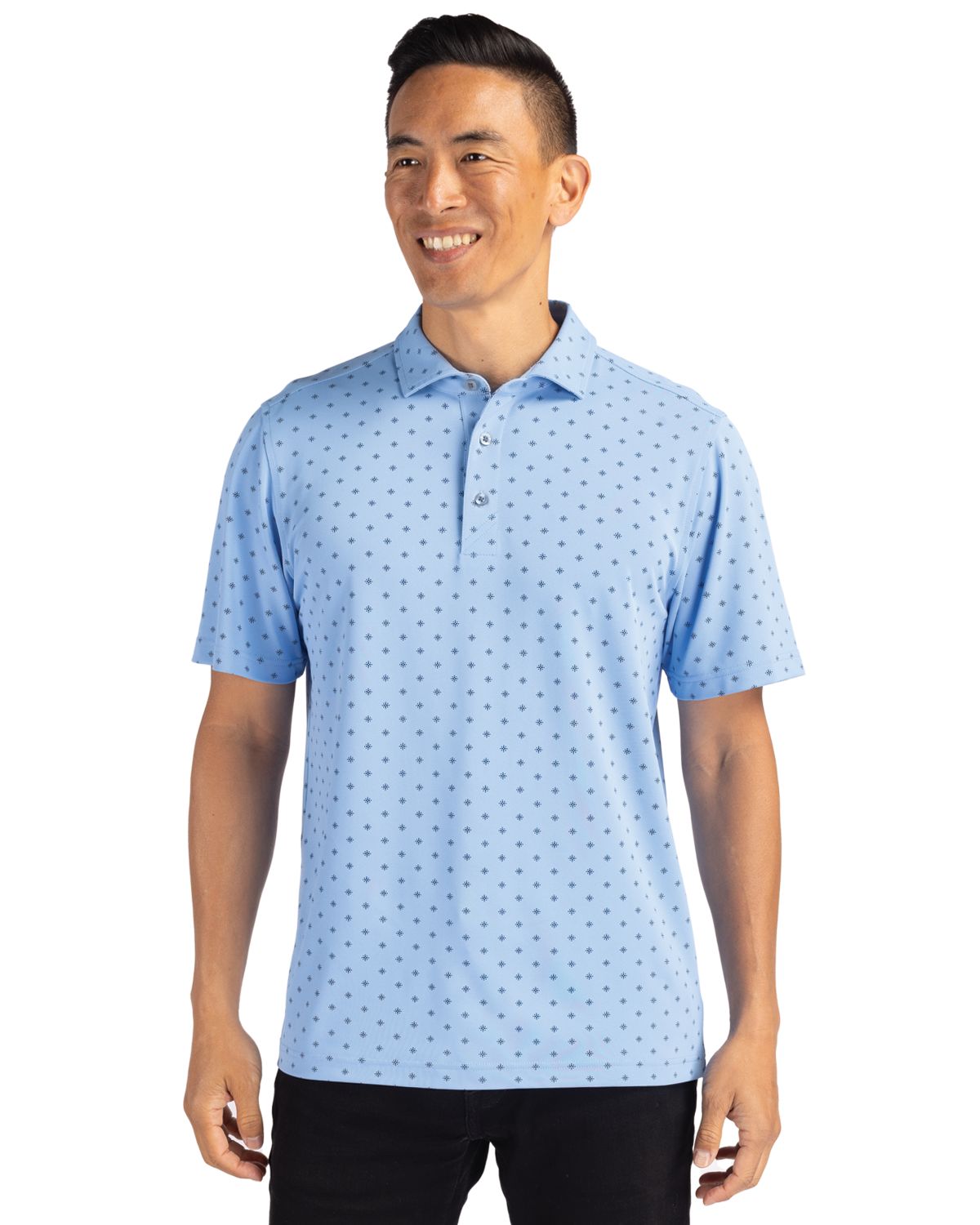Cutter & Buck Virtue Recycled Tile Print Featherlight Pique Mens  Polo
